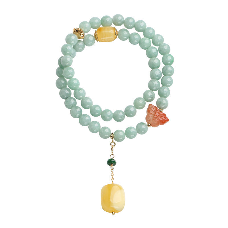 KarmaRipple's 925 Sterling Silver Authentic Jade Amber Butterfly Fortune Abundance Bracelet p7