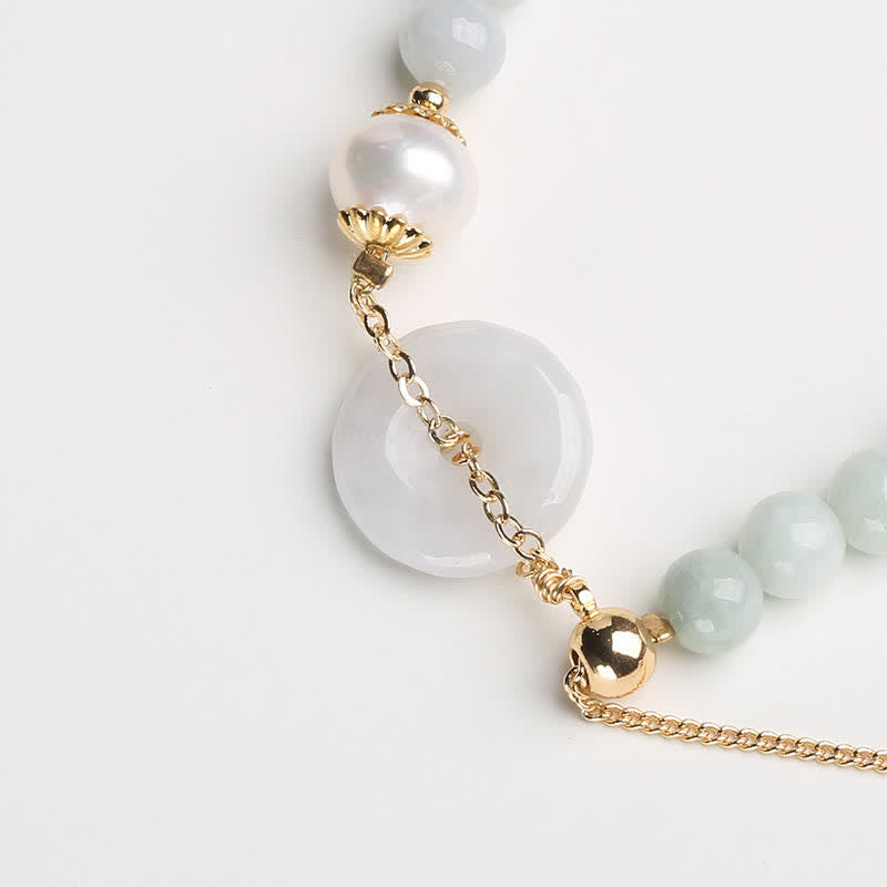 KarmaRipple's Authentic Jade Pearl Peace Buckle Prosperity Fortune Bracelet p6