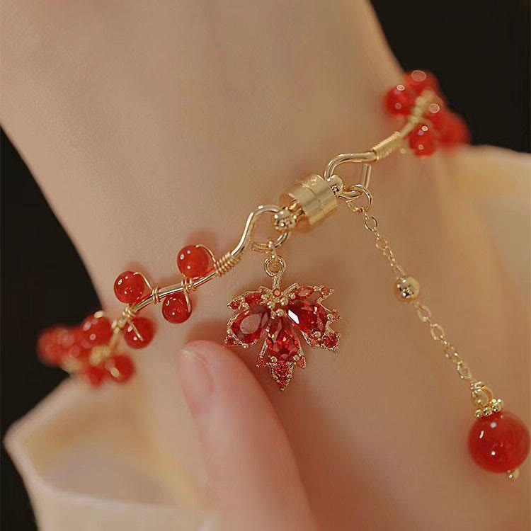 KarmaRipple's Red Maple Leaf Fortune Talisman Bracelet p11