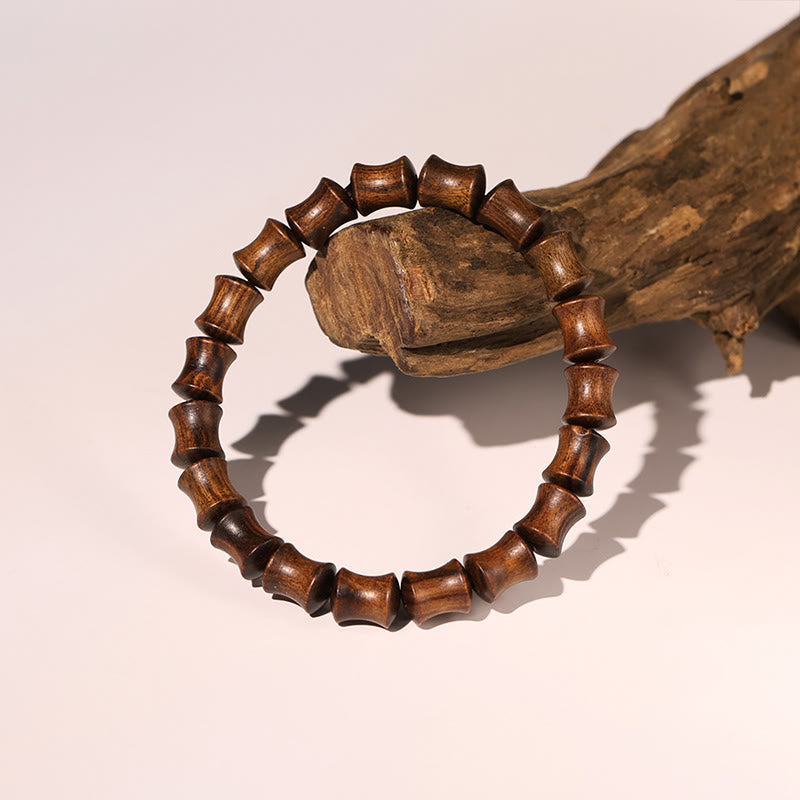 KarmaRipple's Rosewood Auspicious Clouds Totem Fu Character Bamboo Pattern Warmth Bracelet p20