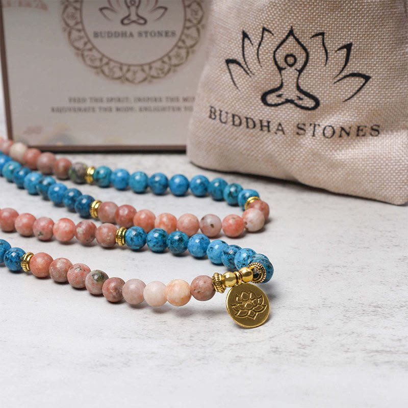 KarmaRipple's 108 Mala Beadwork Apatite Red Stone Lotus Meditation Prayer Bead Bracelet p4