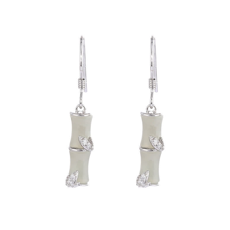 KarmaRipple's 925 Sterling Silver Hetian Jade Chrysoberyl Cat Eye Red Agate Bamboo Fortune Drop Earrings p21
