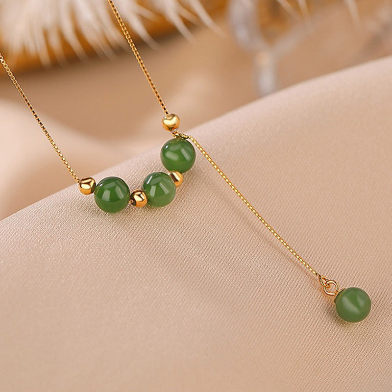 KarmaRipple's 925 Sterling Silver Cyan Jade Beadwork Balancing Pendant Necklace p4