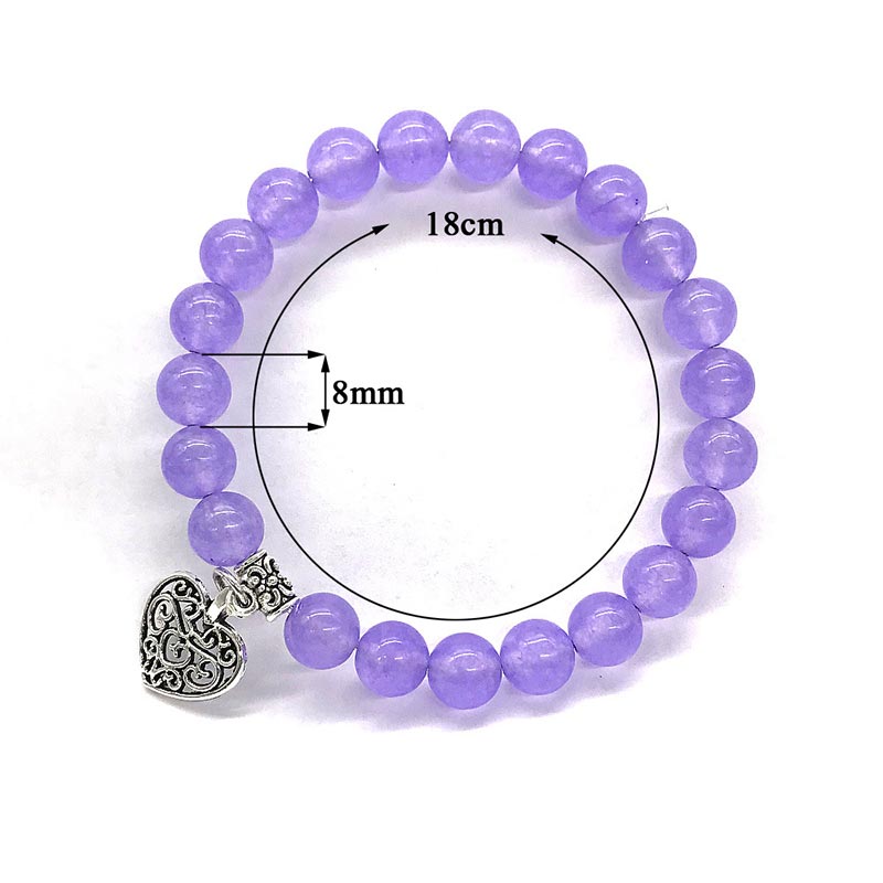 KarmaRipple's Authentic Gemstone Fortunate Love Heart Talisman Stretch Bracelet p5