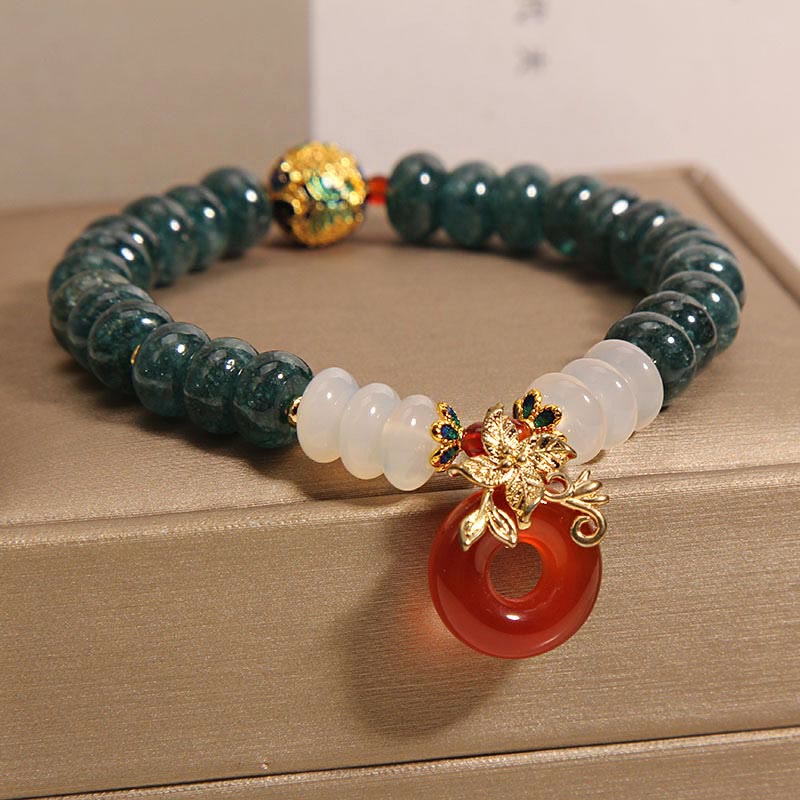 KarmaRipple's Jade Ivory Agate Red Agate Peace Buckle Abacus Beadwork Fortune Bracelet p2
