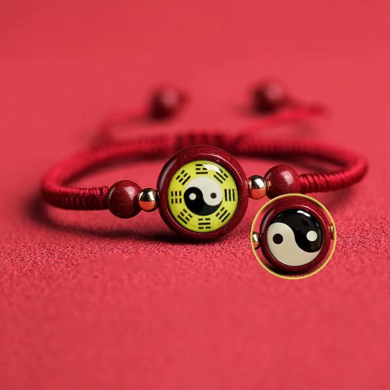 KarmaRipple's Fortunate Cinnabar Red String Yin Yang Symbol Bagua Blessing Bracelet p5