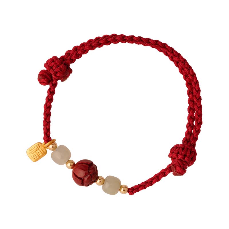 KarmaRipple's Cinnabar Jade Lotus Calm Red String Weave Bracelet p8