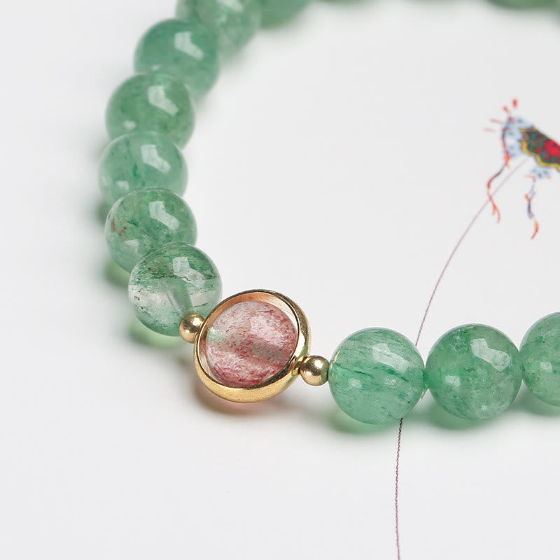 KarmaRipple's Authentic Green Strawberry Quartz Soothing Beaded Bracelet p3