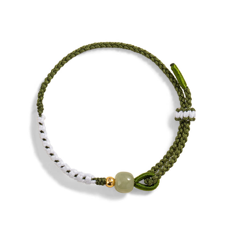 KarmaRipple's 925 Sterling Silver Hetian Jade Bead Fortune Woven Rope Bracelet p8