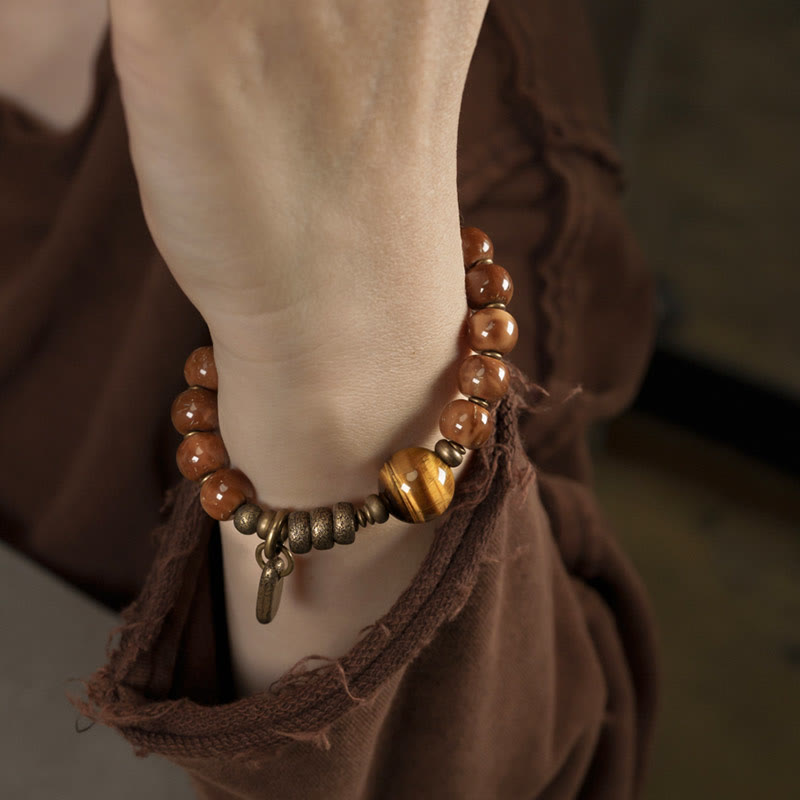 KarmaRipple's Kuka Seed Tiger Eye Gold Sheen Obsidian Bronze Wealth Fortune Bracelet p6