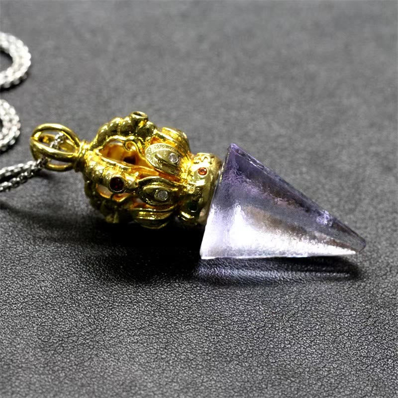 KarmaRipple's Tibetan Dorje Vajra 4 Prong Lotus Liuli Gemstone Strength Pendant Necklace p16