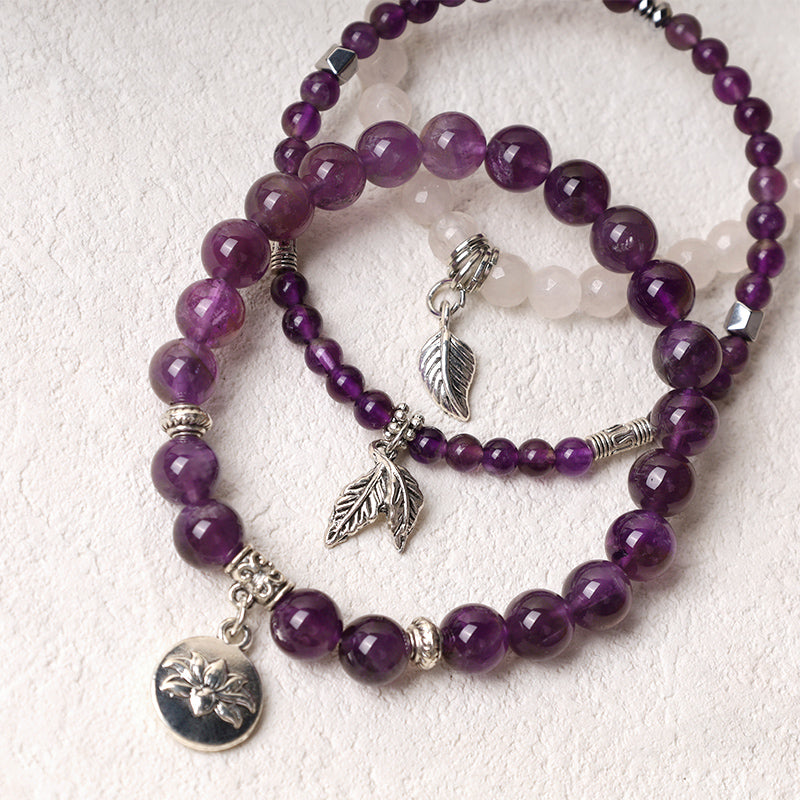 KarmaRipple's 3PCS Authentic Quartz Gemstone Beaded Balancing Energy Lotus Bracelet p10