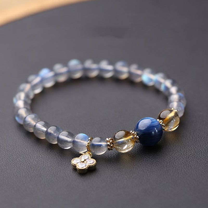 KarmaRipple's Authentic Moonstone Flower Chram Balancing Beadwork Bracelet p1