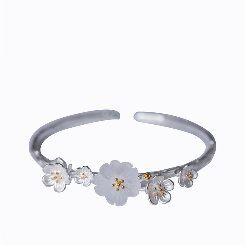 KarmaRipple's 925 Sterling Silver Plum Flower Blessing Bracelet Adjustable Bangle p8