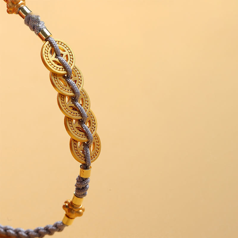KarmaRipple's Bronze Coin Fortune Tree Pearl Fortune Blue Rope Woven Bracelet p8
