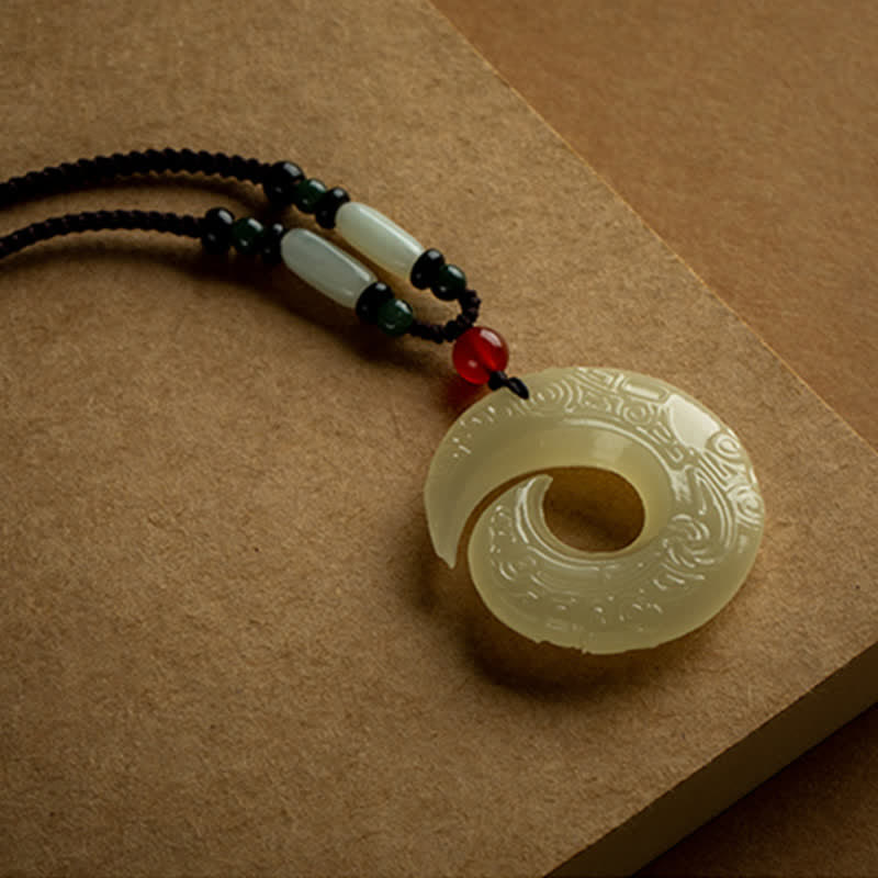 KarmaRipple's Peace Buckle Jade Small Leaf Red Sandalwood Cinnabar Agate Fortune Pendant Necklace p15