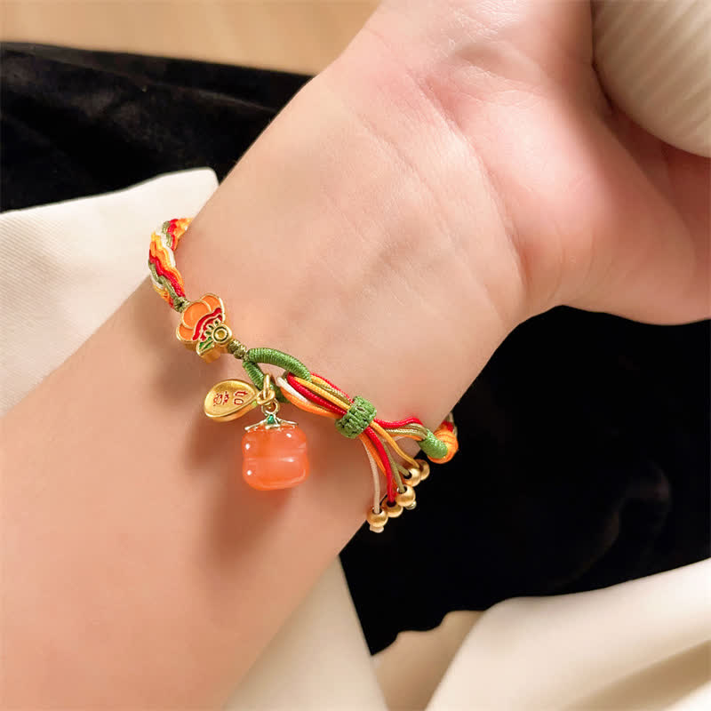 KarmaRipple's Persimmon Red Agate Strength Reincarnation Weave Braid String Bracelet p8
