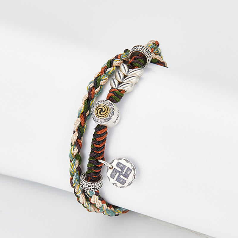 KarmaRipple's 925 Sterling Silver Swastika Wheat Pattern Handmade Fortune Bracelet p10