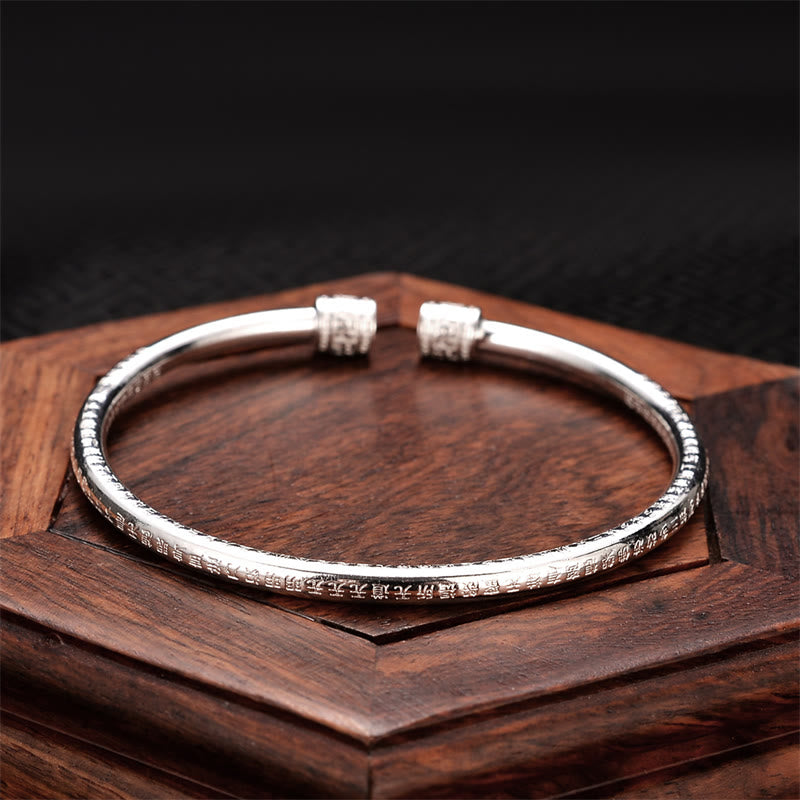 KarmaRipple's Heart Sutra Engraved Swastika Pattern Fortune Ivory Bronze Bracelet Bangle p10