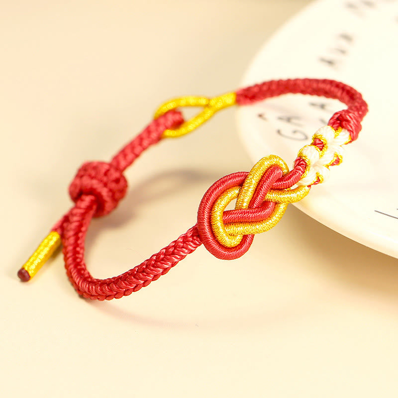KarmaRipple's Handcrafted Eight Thread Peace Weave Peach Blossom Weave Fortune Connection Bracelet p5
