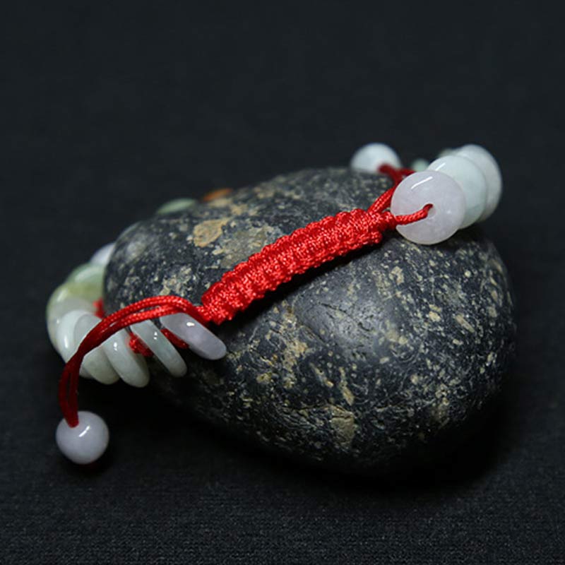 KarmaRipple's Round Jade Fortunate Red String Weave Bracelet p10