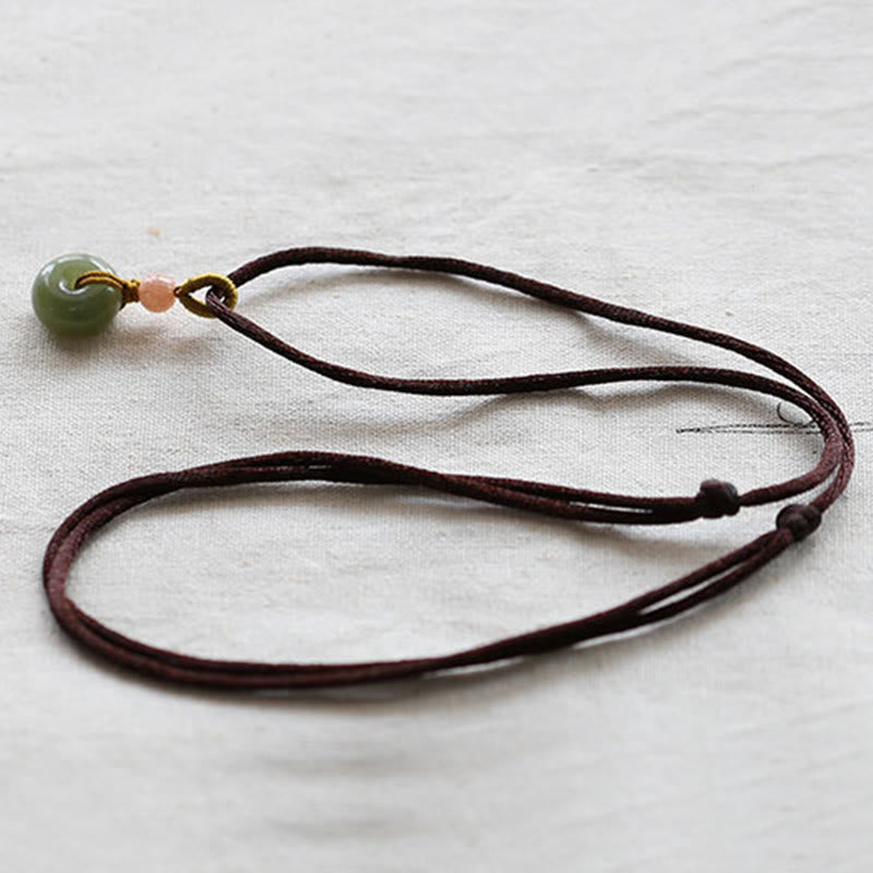 KarmaRipple's Authentic Round Jade Peace Buckle Lotus Abundance String Pendant Necklace p12