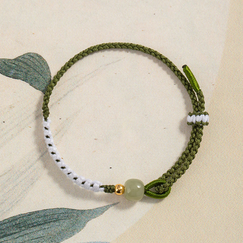 KarmaRipple's 925 Sterling Silver Hetian Jade Bead Fortune Woven Rope Bracelet p3