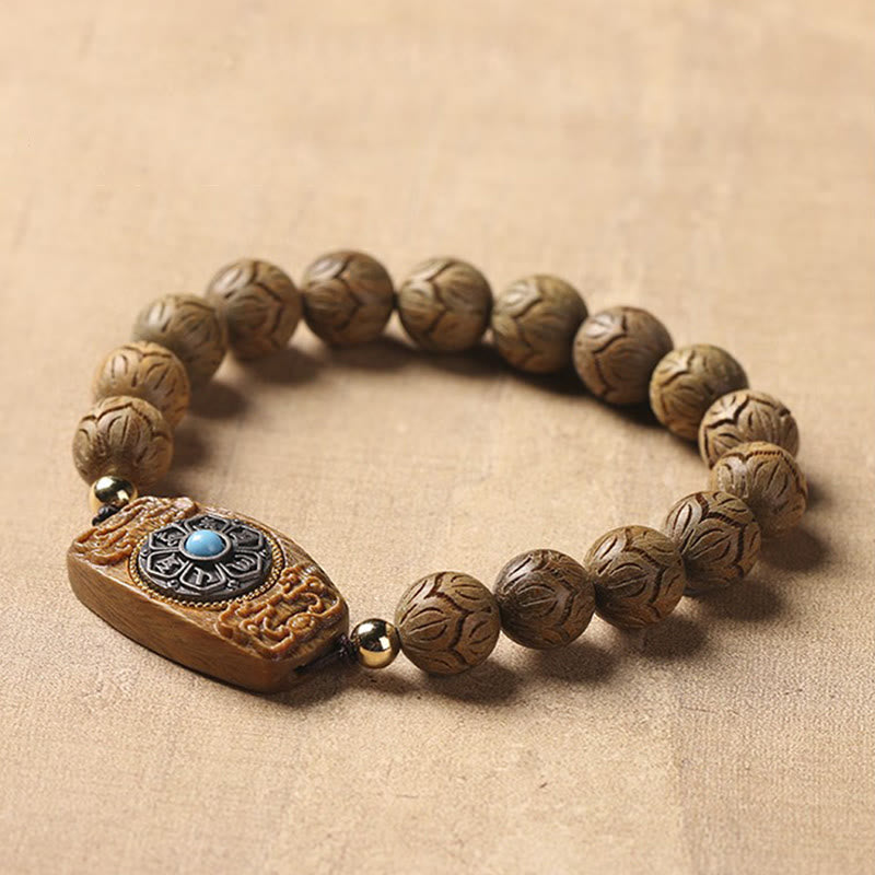 KarmaRipple's Green Sandalwood Ebony Wood Sandalwood Om Mani Padme Hum Soothing Bracelet p7