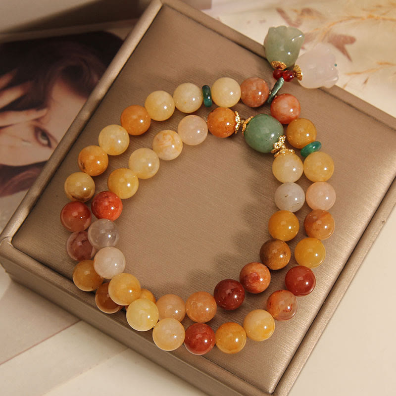 KarmaRipple's Tibet Authentic Golden Silk Jade Double Layer Bell Orchid Fortune Bracelet p4