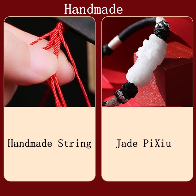 KarmaRipple's Handmade Authentic Jade PiXiu Fortune Prosperity Woven String Bracelet p12