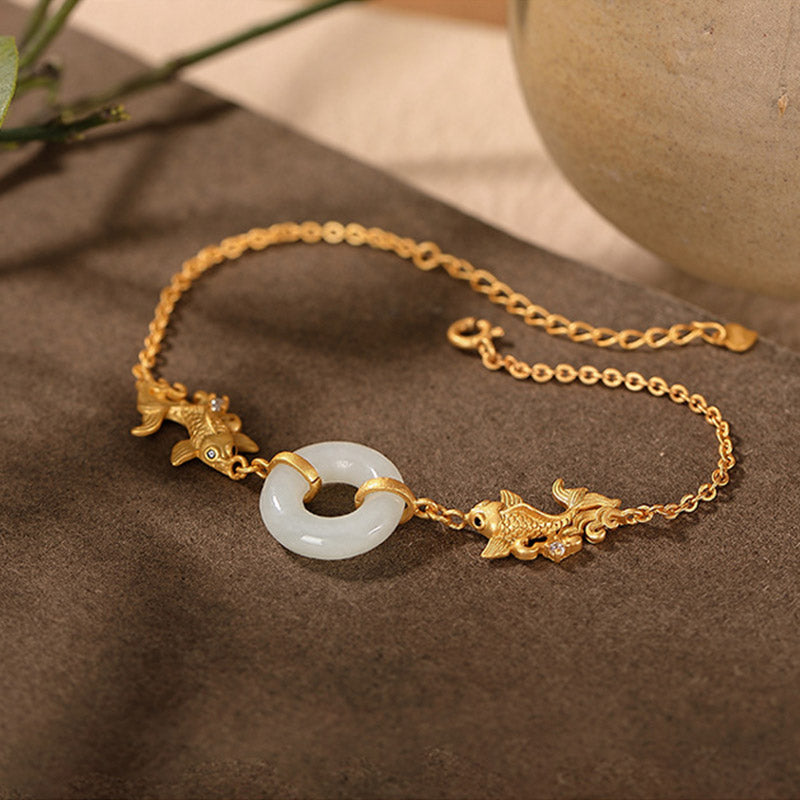 KarmaRipple's Ivory Jade Koi Fish Prosperity Bracelet p5