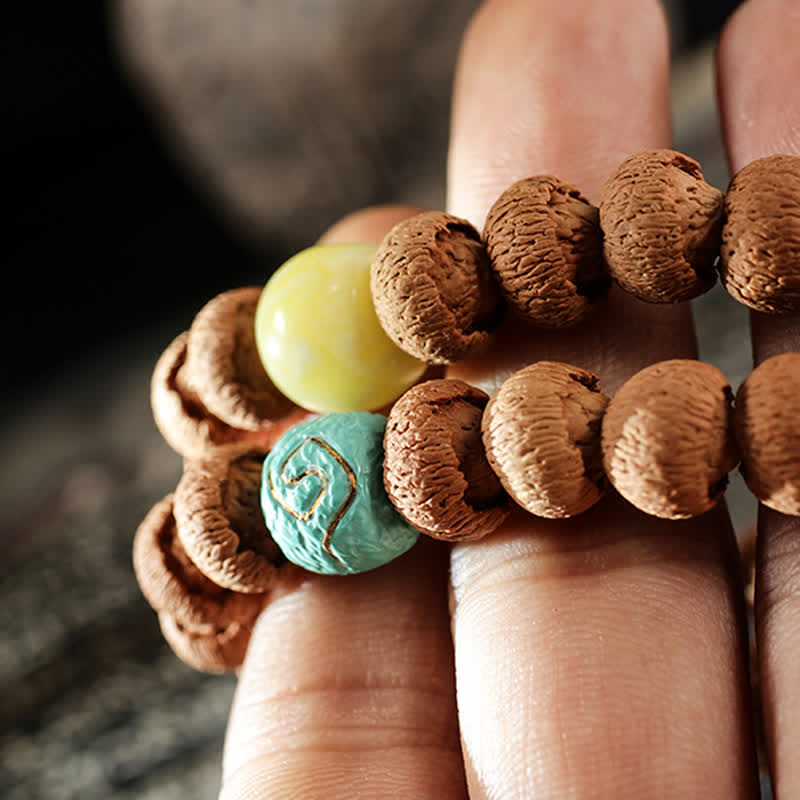 KarmaRipple's Tibetan Bodhi Seed Turquoise Amber Protection Bracelet p7