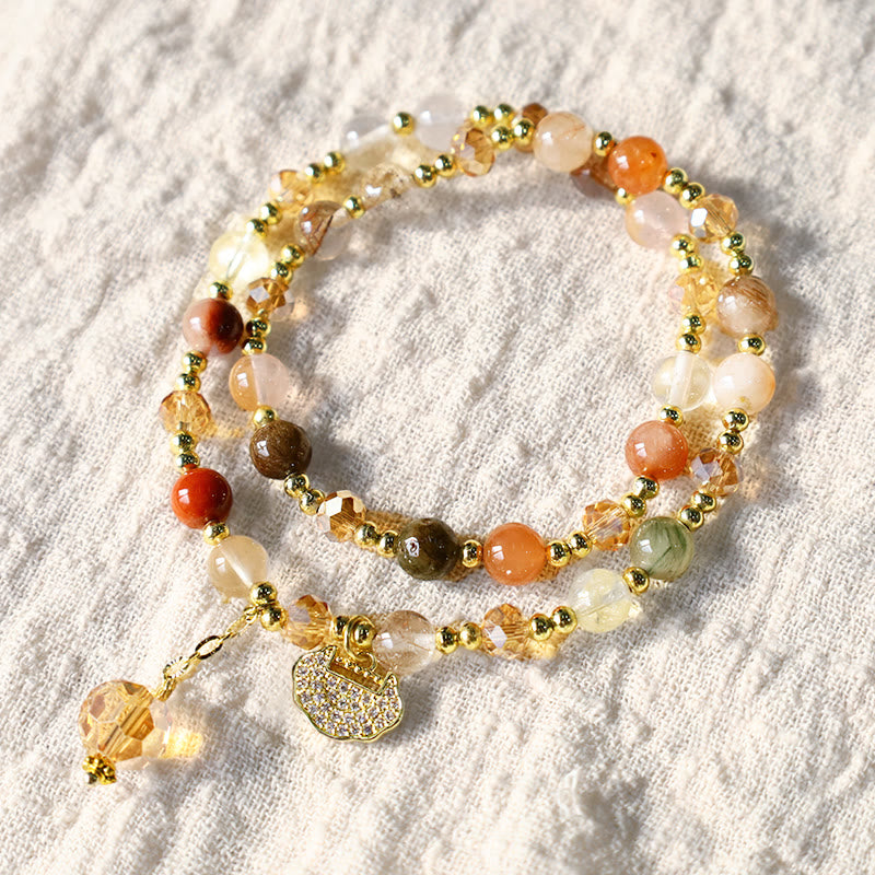 KarmaRipple's Colorful Rutilated Quartz Double Wrap Spiritual Growth Bead Bracelet p5