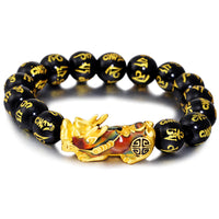 KarmaRipple's FengShui PiXiu Obsidian Om Mani Padme Hum Wealth Bracelet