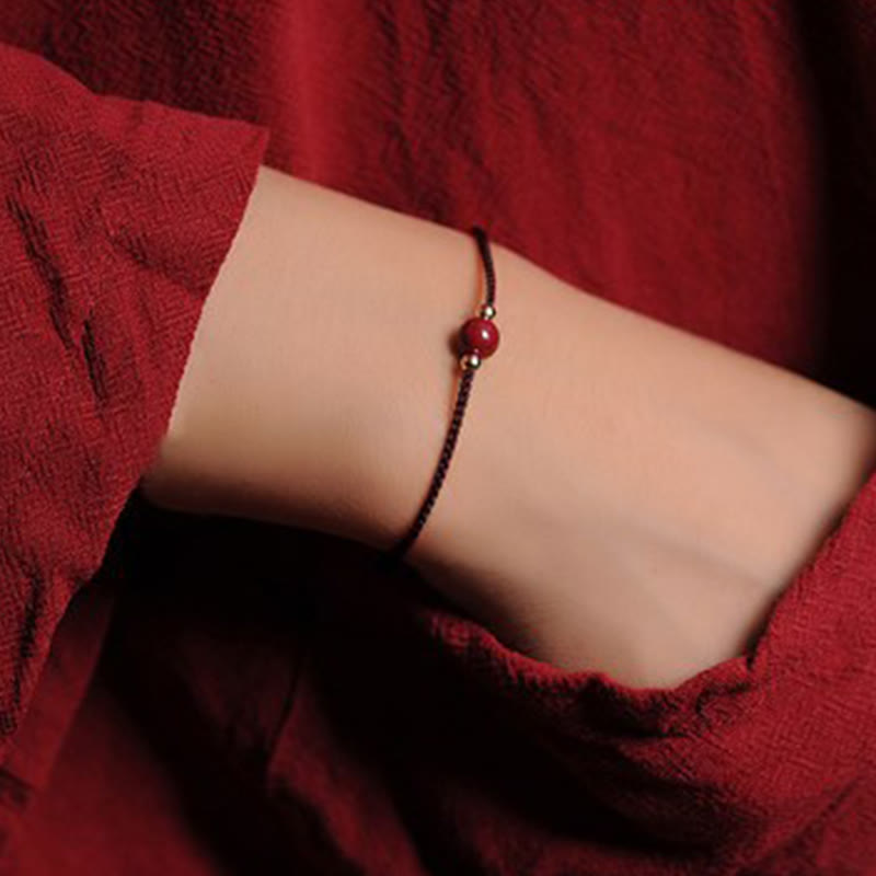KarmaRipple's 14K Gold Plated Authentic Cinnabar Blessing String Woven Bracelet p29