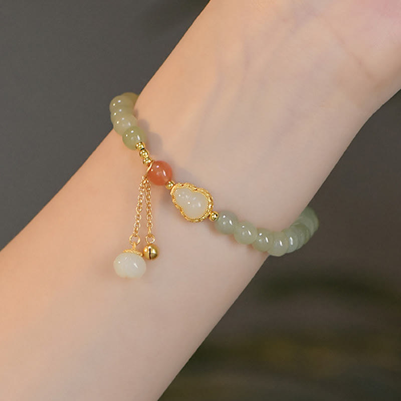 KarmaRipple's 925 Sterling Silver Hetian Jade Gourd Lotus Abundance Fortune Bracelet p5