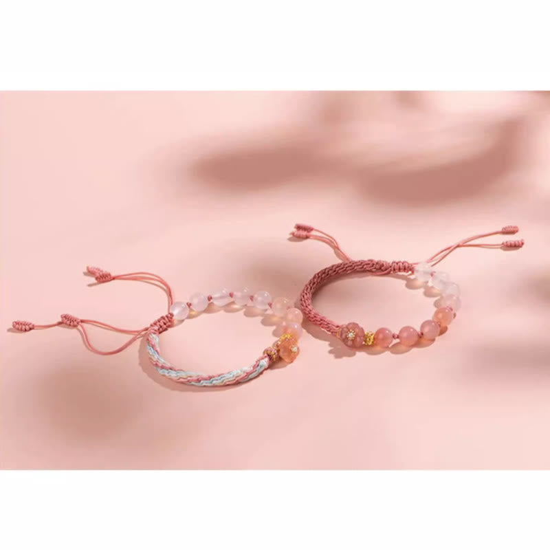 KarmaRipple's Authentic Gradient Agate Reincarnation Weave Peach Blossom Wealth Fortune Handmade String Bracelet p15