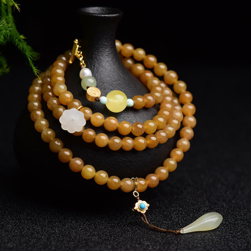 KarmaRipple's Authentic Hetian Topaz Amber Lotus Ivory Jade Pearl Success Bracelet p1