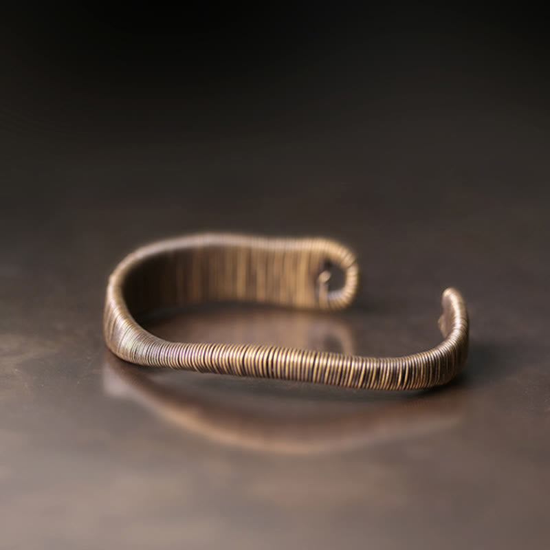 KarmaRipple's Simple Design Wrapped Bronze Fortune Wealth Adjustable Cuff Bracelet p2
