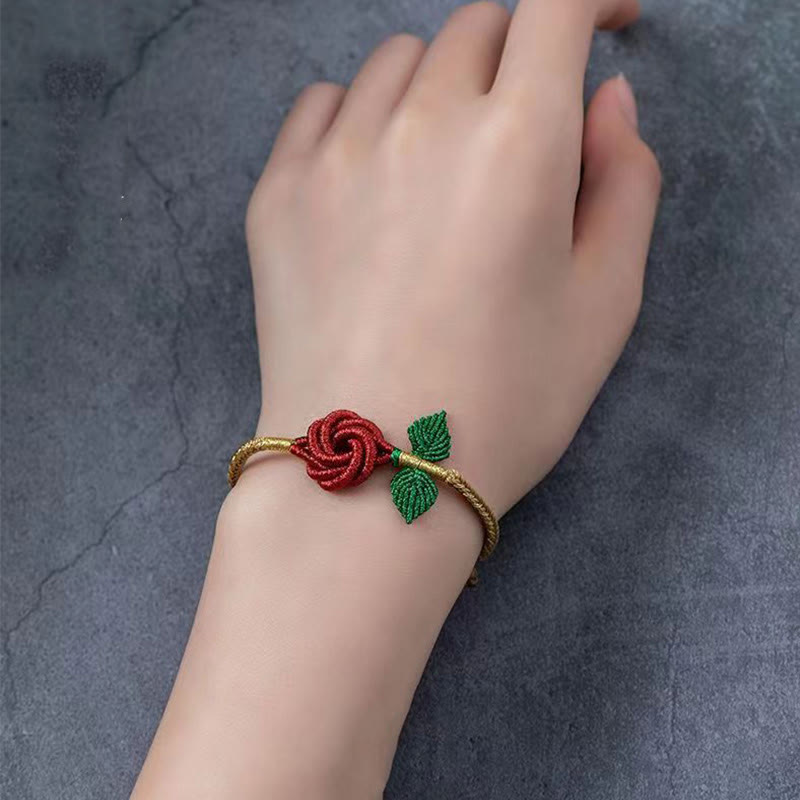 KarmaRipple's Rose Flower Rope Eight Thread Peace Weave Fortune Handmade Bracelet p13