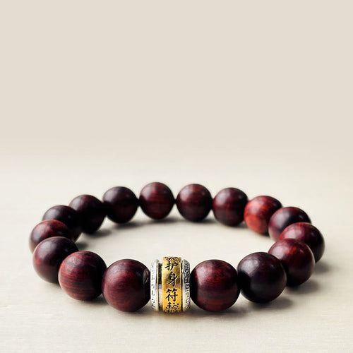 KarmaRipple's Small Leaf Red Sandalwood Amulet Protection Bracelet