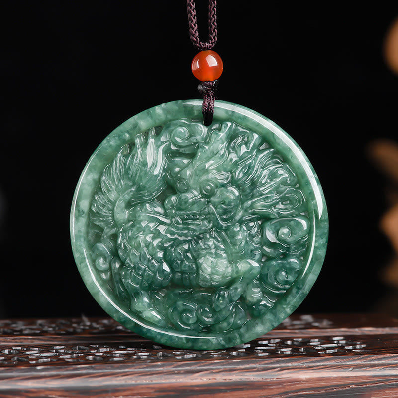 KarmaRipple's Authentic Jade Kirin Abundance String Pendant Necklace p2