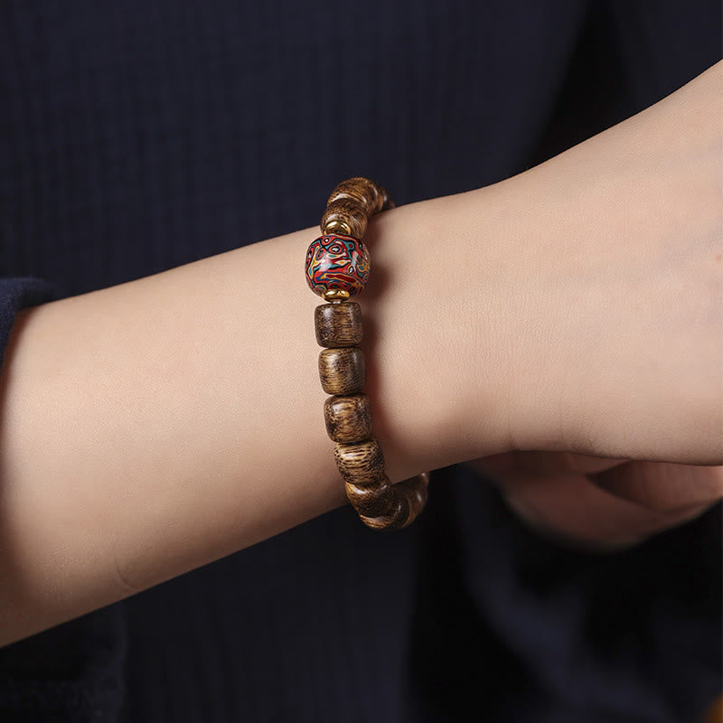 KarmaRipple's Agarwood Bronze Coin Auspicious Cloud Calm Bracelet p15