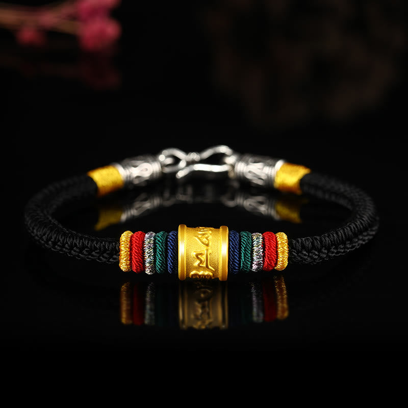 KarmaRipple's Tibet 999 Gold Om Mani Padme Hum Handmade Eight Thread Peace Weave Fortune Bracelet p9