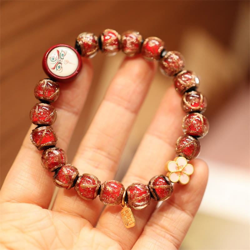 KarmaRipple's Tibetan Gold Swallowing Beast Family Five God Of Wealth Thangka Fortune Bead Bracelet p5