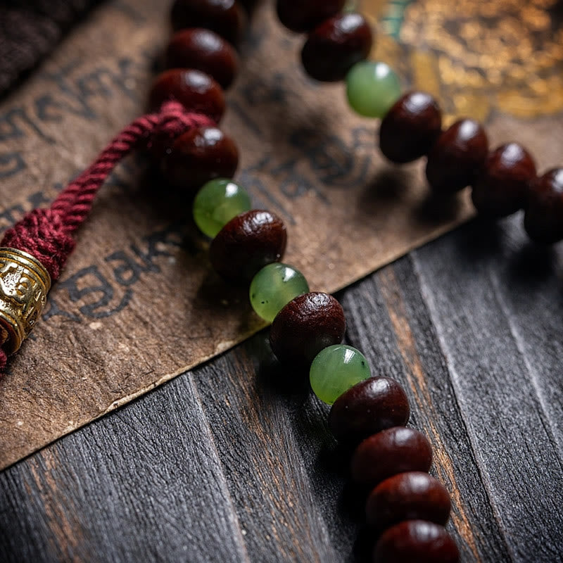 KarmaRipple's Authentic Tibet 108 Mala Beadwork Purple Bodhi Seed Hetian Cyan Jade Bronze Dorje Peace Bracelet p7