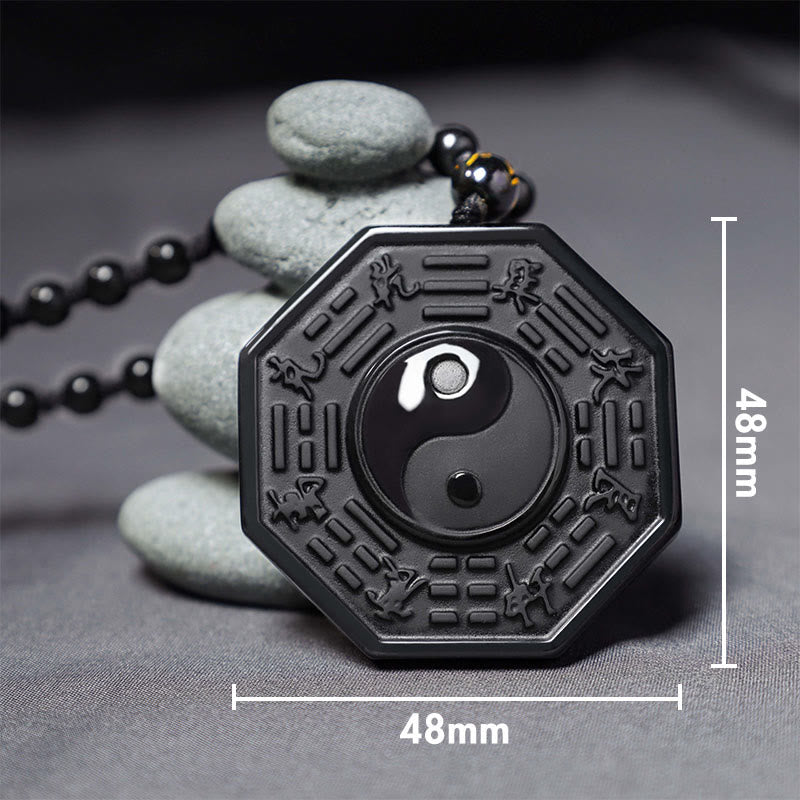 KarmaRipple's Black Obsidian Stone Yin Yang Necklace Pendant p3
