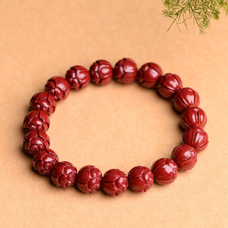 KarmaRipple's Authentic Cinnabar Om Mani Padme Hum Fret Pattern Lotus Blessing Bracelet p9