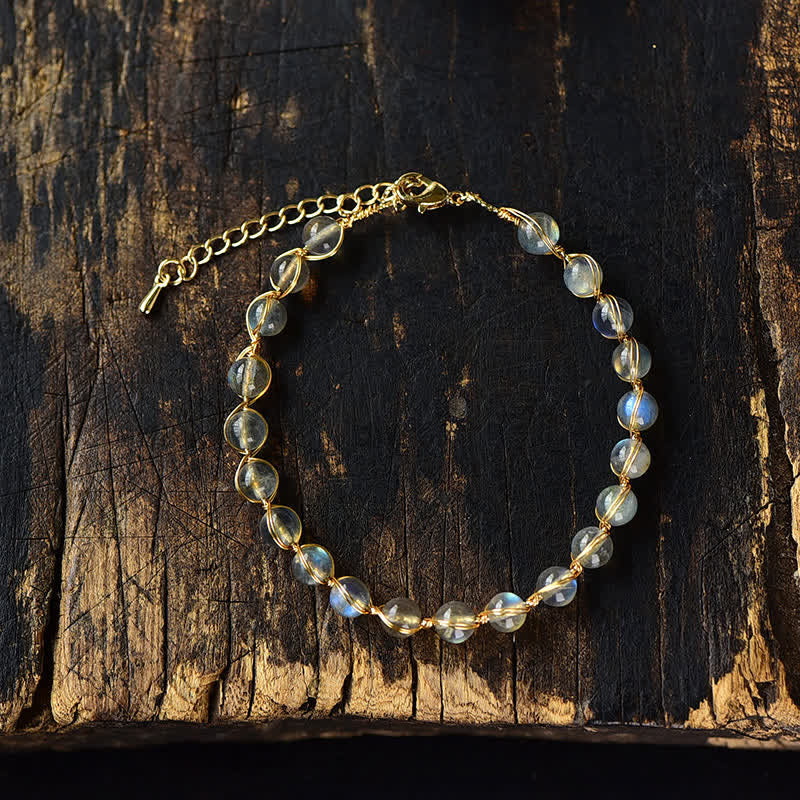 KarmaRipple's Authentic Moonstone 14K Gold Balancing Positive Bracelet p6