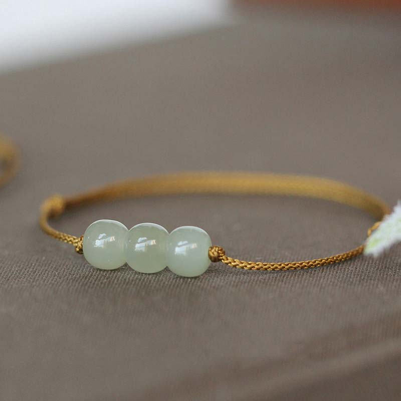 KarmaRipple's Three Beadwork Jade Fortune String Weave Bracelet p12